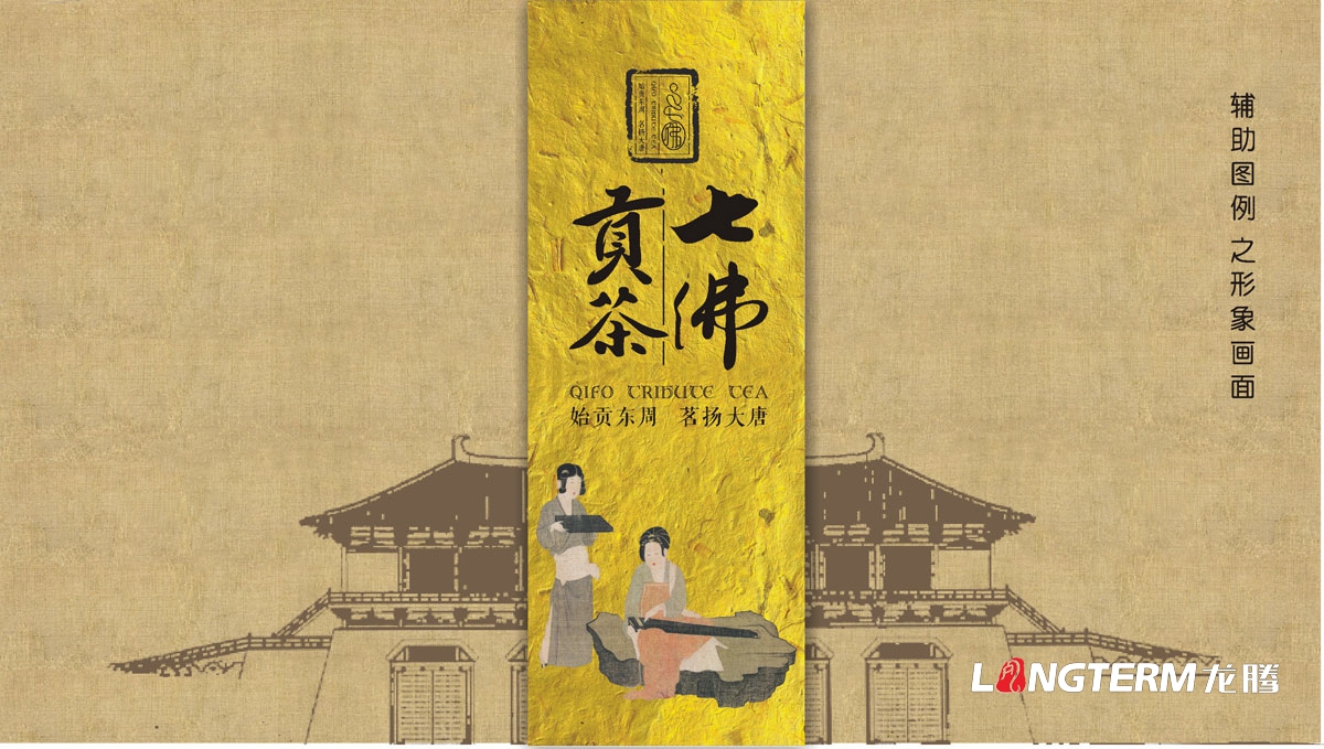 七佛貢茶茶葉LOGO設計|茶葉核心文化溯源輔助圖例字體視覺形象設計