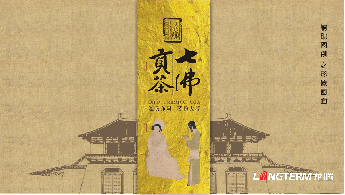 七佛貢茶茶葉LOGO設計|茶葉核心文化溯源輔助圖例字體視覺形象設計