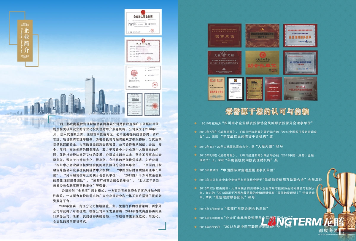 成都都成海盈投資理財公司宣傳設計|金融理財信息咨詢有限公司DM單產品宣傳手冊設計效果圖